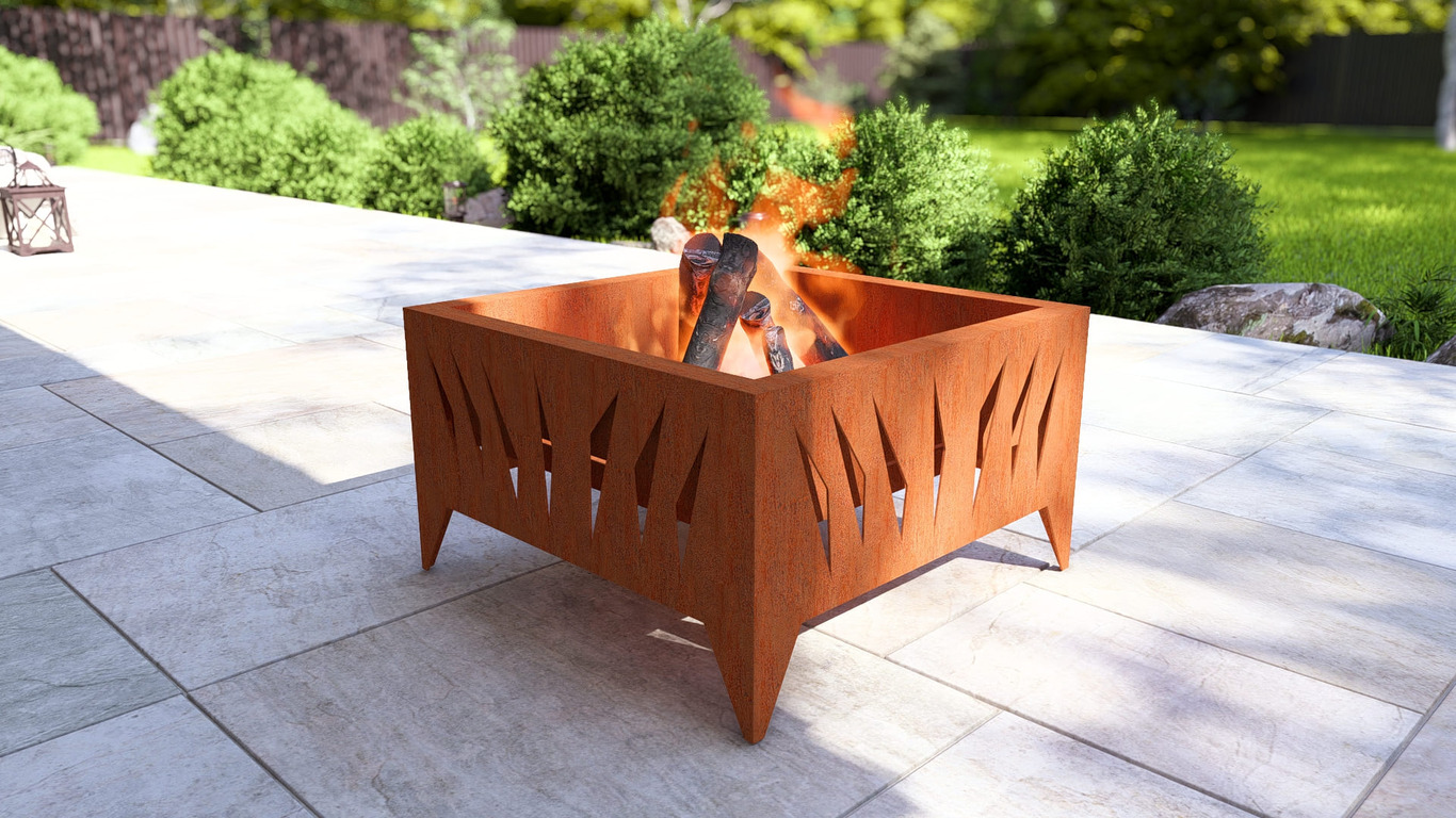 Modern Square Fire Pit V3. DXF, SVG files for plasma, laser cutting. Фото 3