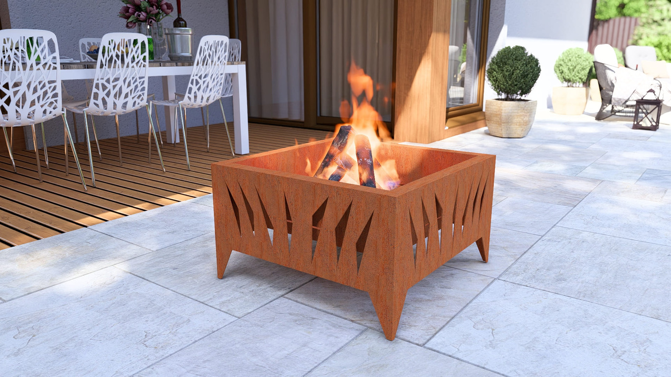 Modern Square Fire Pit V3. DXF, SVG files for plasma, laser cutting. Фото 10