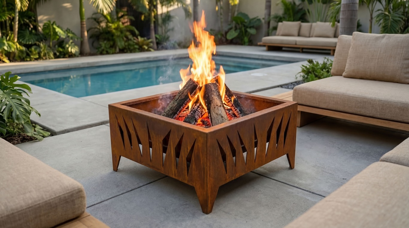 Modern Square Fire Pit V3. DXF, SVG files for plasma, laser cutting