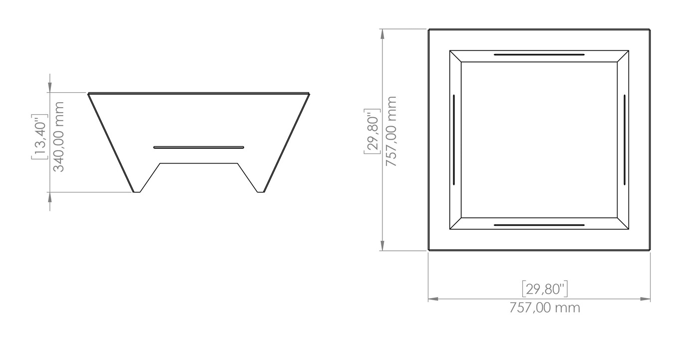 Brasero cuadrado con patas mini. Archivos SVG y DXF para corte plasma y láser. Фото 17
