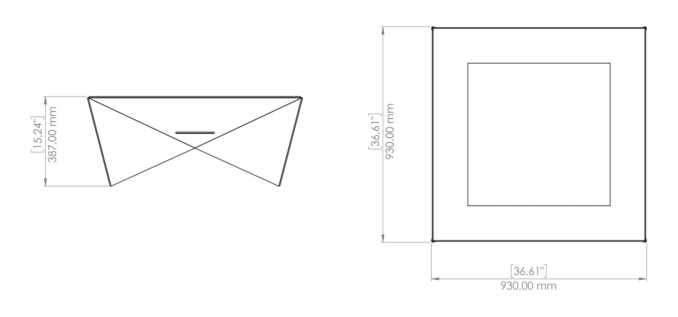Brasero cuadrado con patas triangulares V2. Archivos SVG y DXF para corte plasma y láser. Фото 17