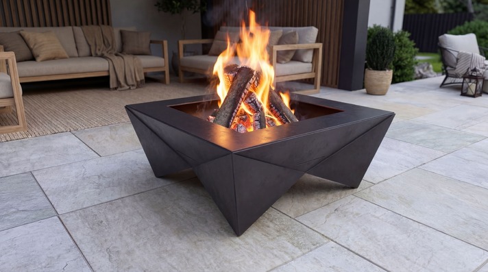 Brasero cuadrado con patas triangulares V2. Archivos SVG y DXF para corte plasma y láser