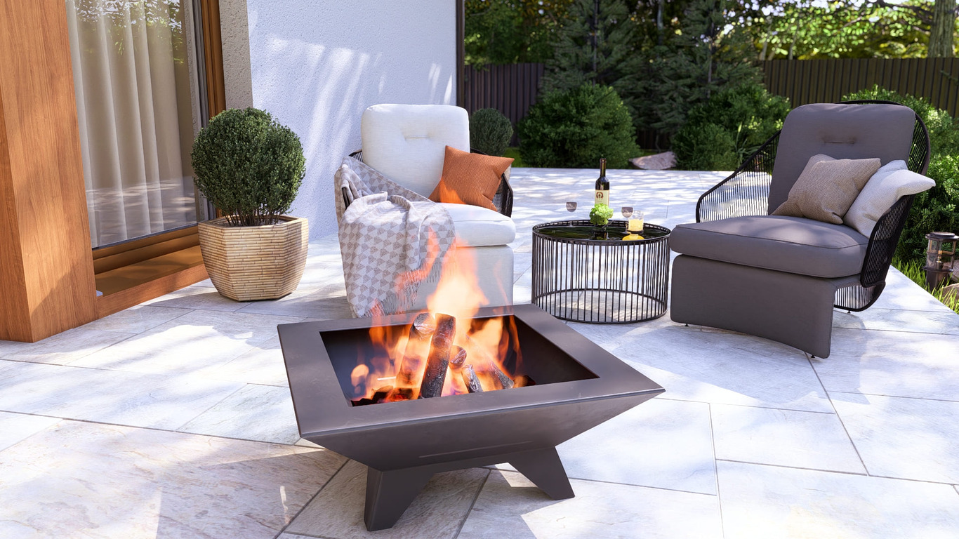 Stylish Square Fire Pit with Legs V1. DXF, SVG files for plasma, laser cutting. Фото 4