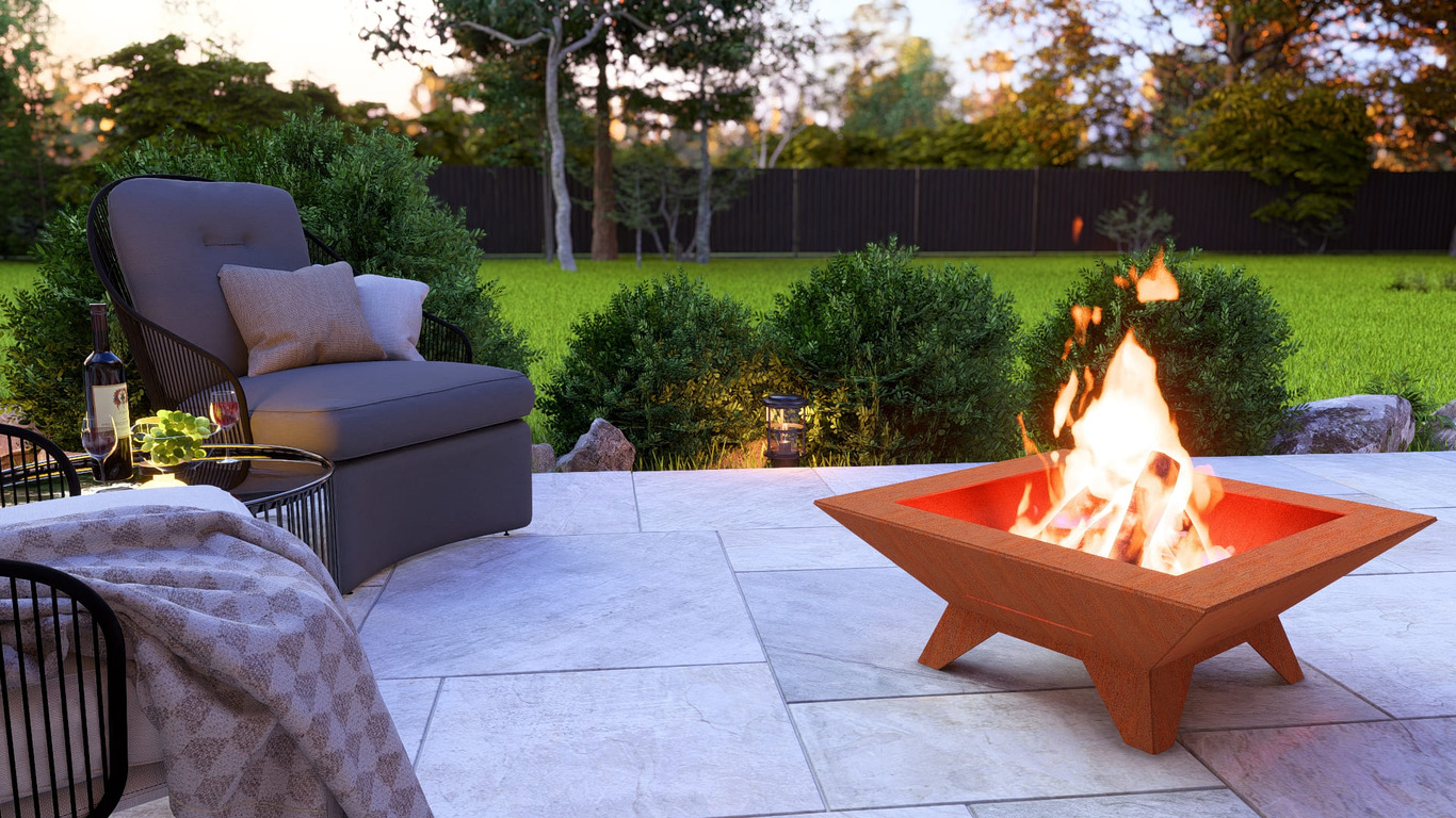 Stylish Square Fire Pit with Legs V1. DXF, SVG files for plasma, laser cutting. Фото 5