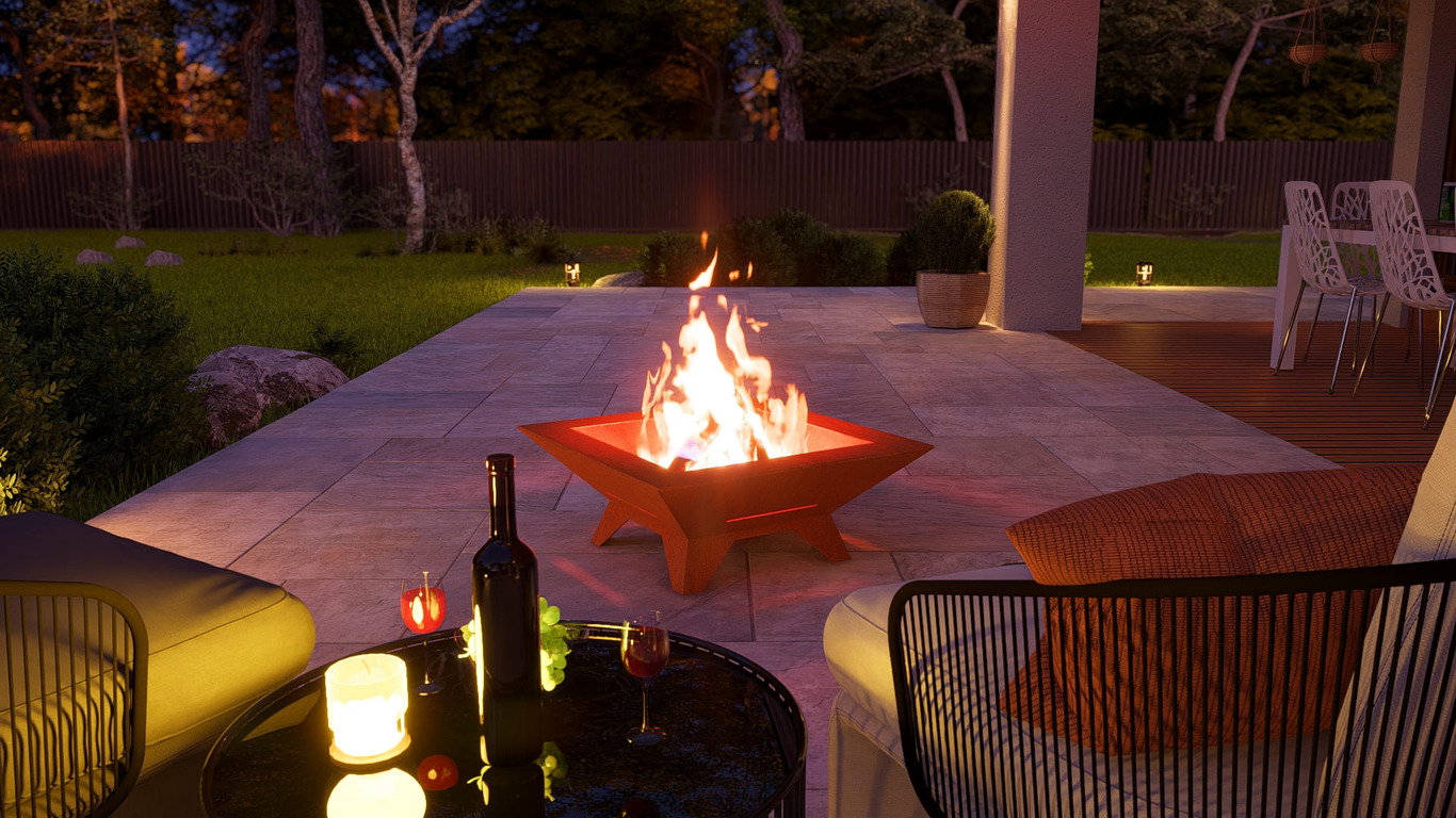 Stylish Square Fire Pit with Legs V1. DXF, SVG files for plasma, laser cutting. Фото 6