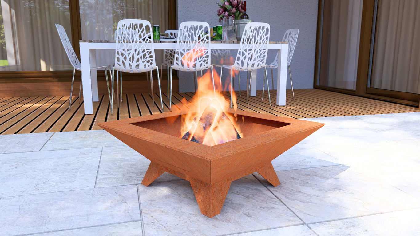 Stylish Square Fire Pit with Legs V1. DXF, SVG files for plasma, laser cutting. Фото 9