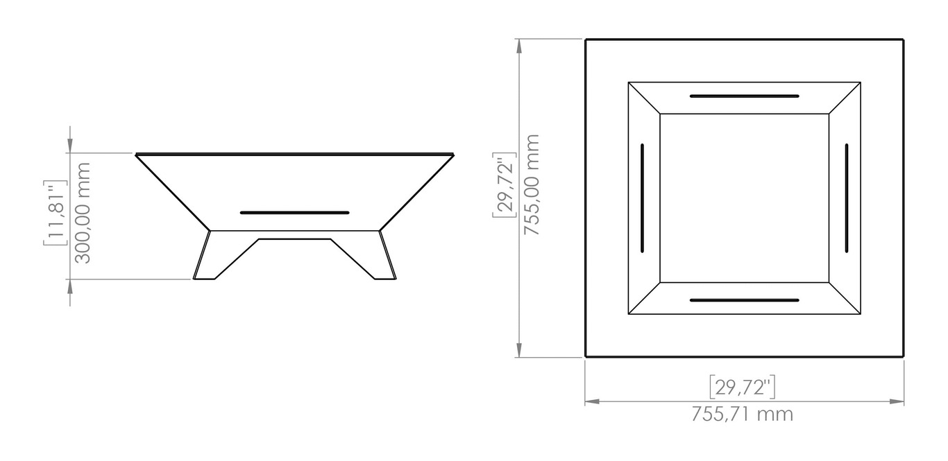 Stylish Square Fire Pit with Legs V1. DXF, SVG files for plasma, laser cutting. Фото 17