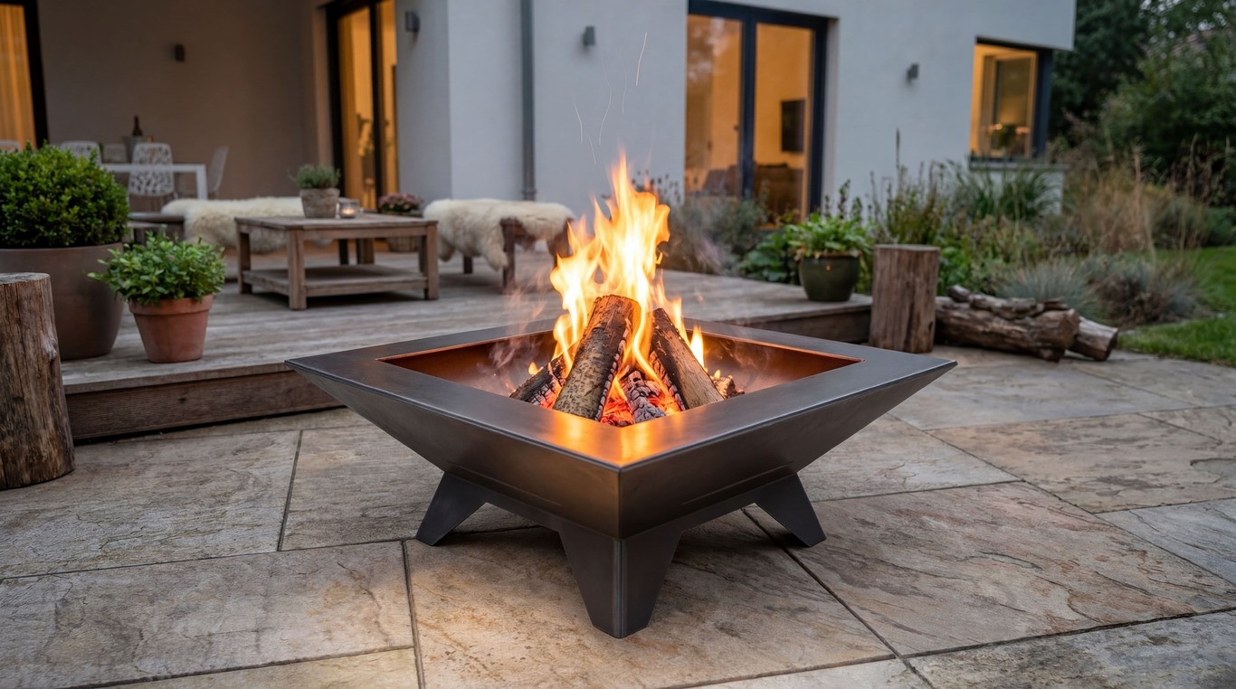 Stylish Square Fire Pit with Legs V1. DXF, SVG files for plasma, laser cutting. Фото 2