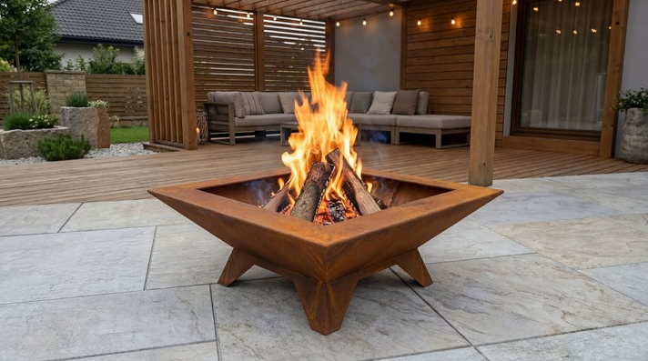 Stylish Square Fire Pit with Legs V1. DXF, SVG files for plasma, laser cutting