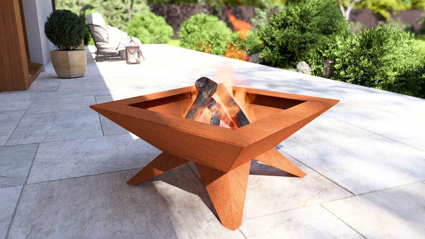 Brasero carré Élégant sur pieds V2. Fichiers DXF, SVG pour découpe plasma et laser. Фото 3