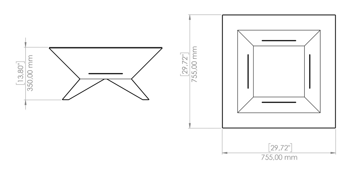 Brasero carré Élégant sur pieds V2. Fichiers DXF, SVG pour découpe plasma et laser. Фото 17