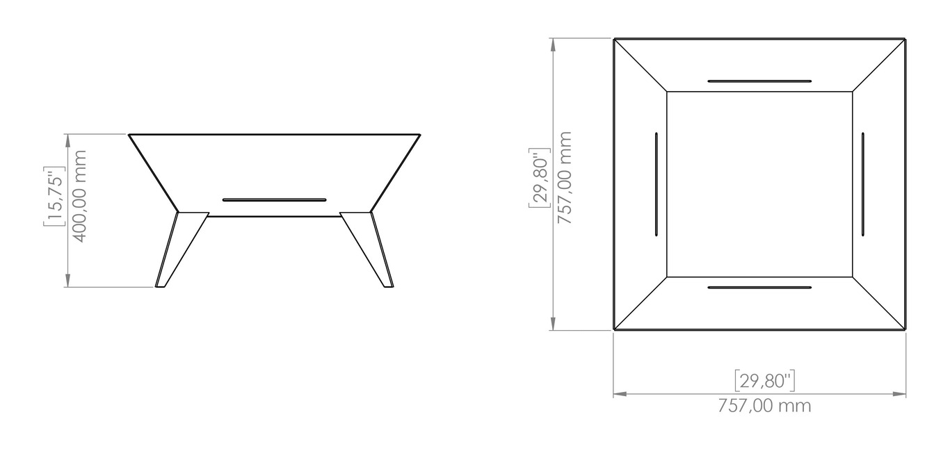 Brasero carré Élégant sur pieds V3. Fichiers DXF, SVG pour découpe plasma et laser. Фото 16