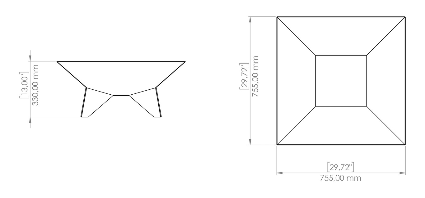 Braciere quadrato Elegante con gambe V5. File DXF, SVG per taglio plasma, laser. Фото 17