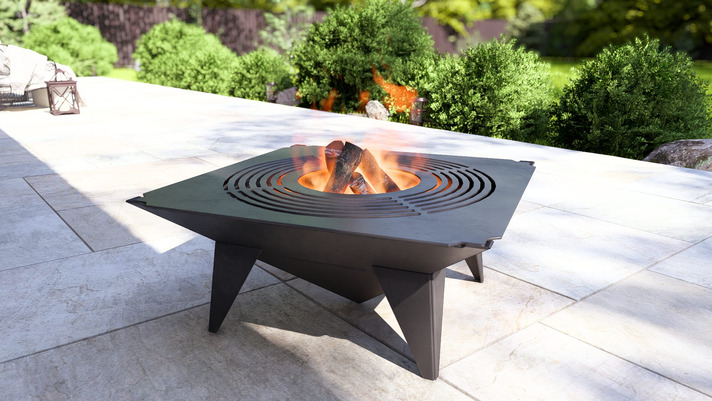 Inverted Pyramid Fire Pit Grill with Legs. DXF, SVG files for plasma, laser cutting