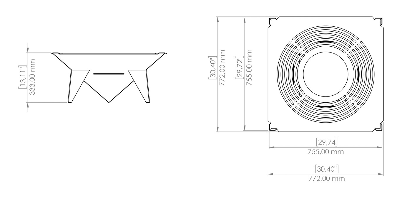 Inverted Pyramid Fire Pit Grill with Legs. DXF, SVG files for plasma, laser cutting. Фото 15
