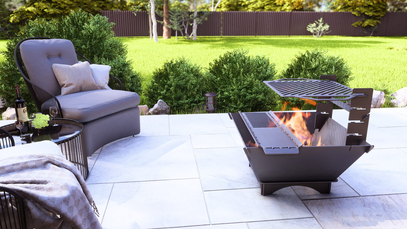 Square Foldable Fire Pit Grill V1. DXF, SVG files for plasma, laser cutting. Backyard BBQ. Фото 3
