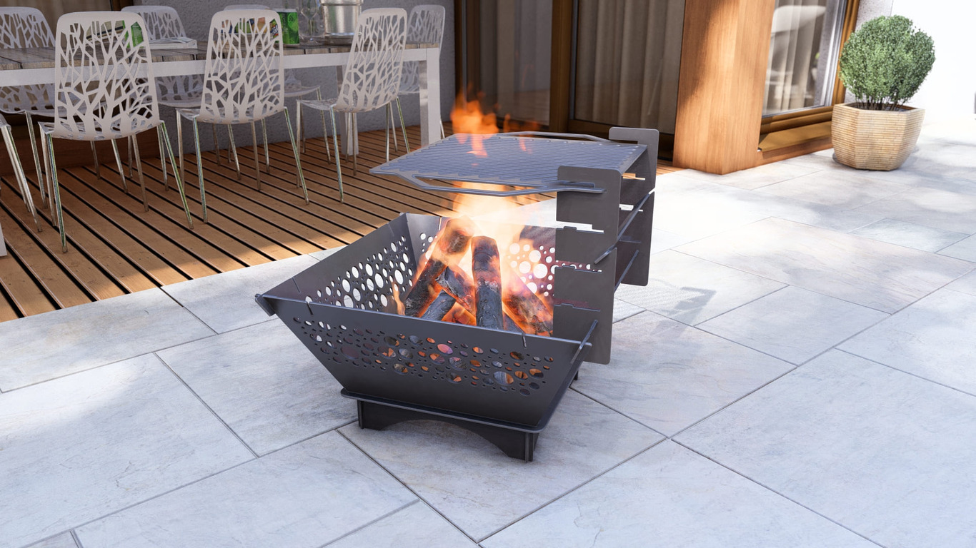 Square Foldable Fire Pit Grill V3. DXF, SVG files for plasma, laser cutting. Backyard BBQ. Фото 8