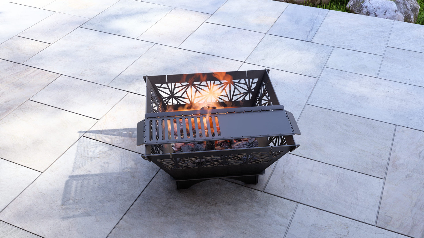Square Foldable Fire Pit Grill V4. DXF, SVG files for plasma, laser cutting. Backyard BBQ. Фото 10