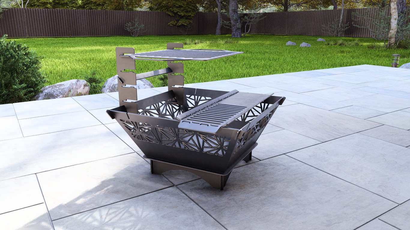 Square Foldable Fire Pit Grill V4. DXF, SVG files for plasma, laser cutting. Backyard BBQ. Фото 11