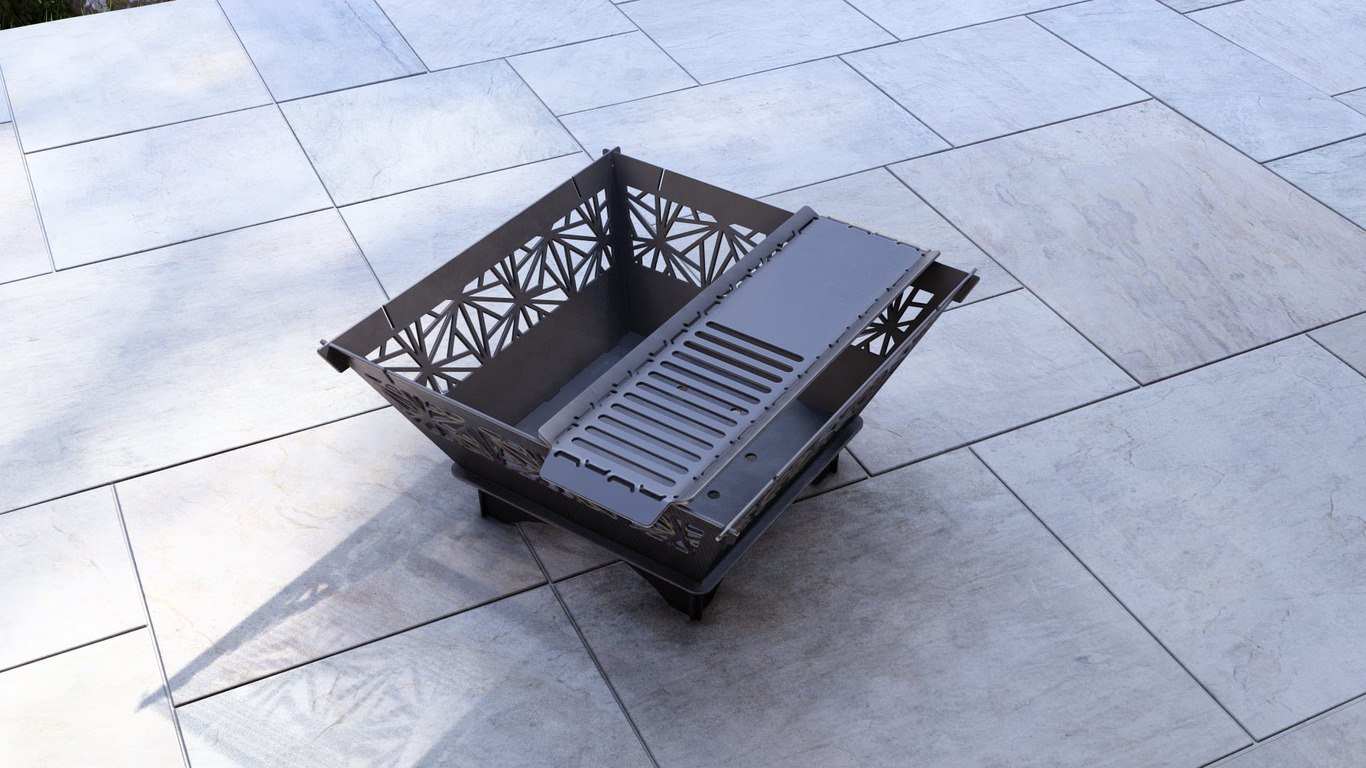 Square Foldable Fire Pit Grill V4. DXF, SVG files for plasma, laser cutting. Backyard BBQ. Фото 13