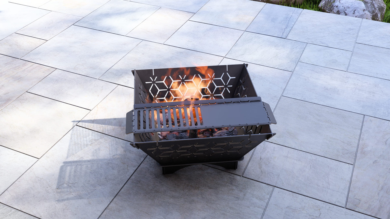 Square Foldable Fire Pit Grill V5. DXF, SVG files for plasma, laser cutting. Backyard BBQ. Фото 11