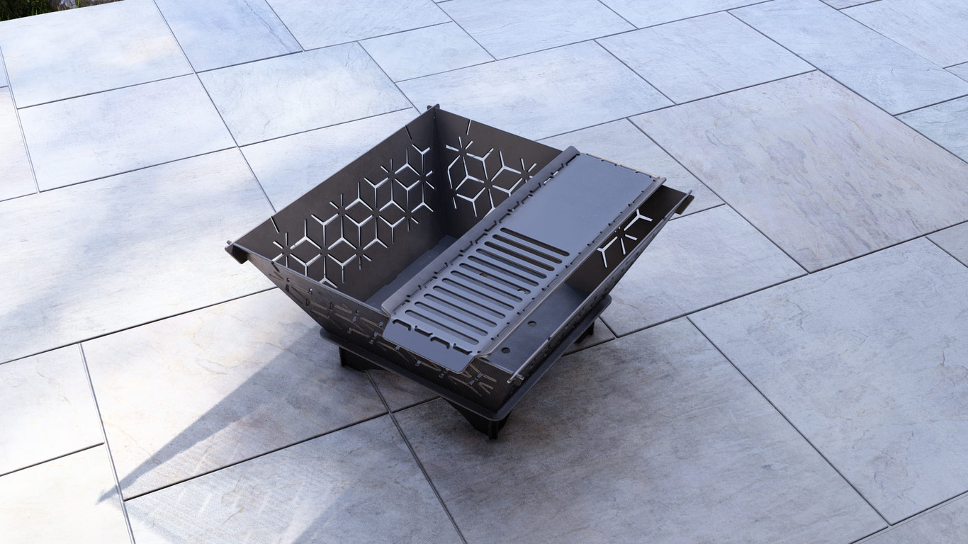 Square Foldable Fire Pit Grill V5. DXF, SVG files for plasma, laser cutting. Backyard BBQ. Фото 14