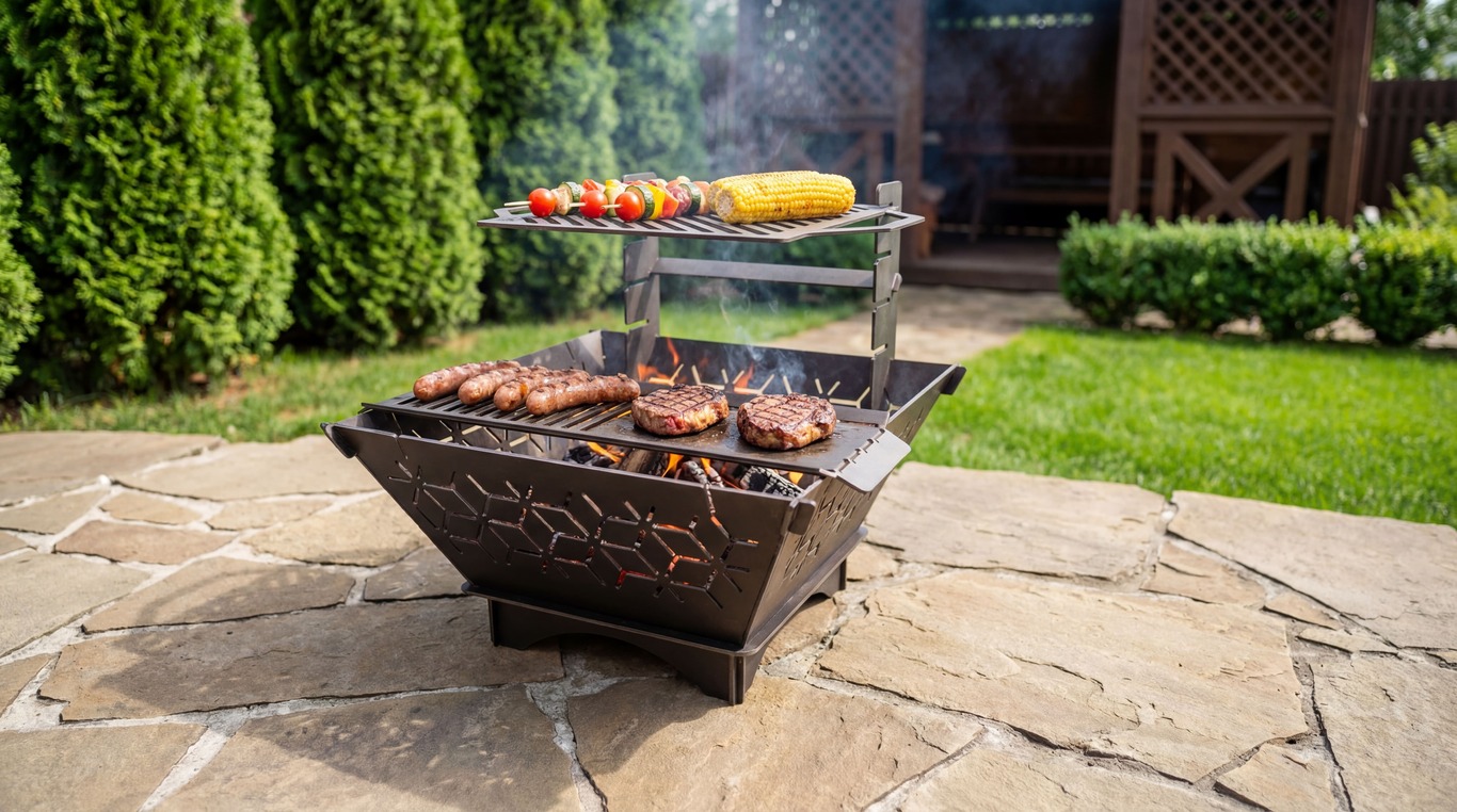 Square Foldable Fire Pit Grill V5. DXF, SVG files for plasma, laser cutting. Backyard BBQ. Фото 3