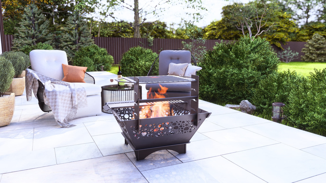 Square Foldable 5-in-1 Fire Pit Grill. DXF, SVG files for plasma, laser cutting. Backyard BBQ. Фото 6
