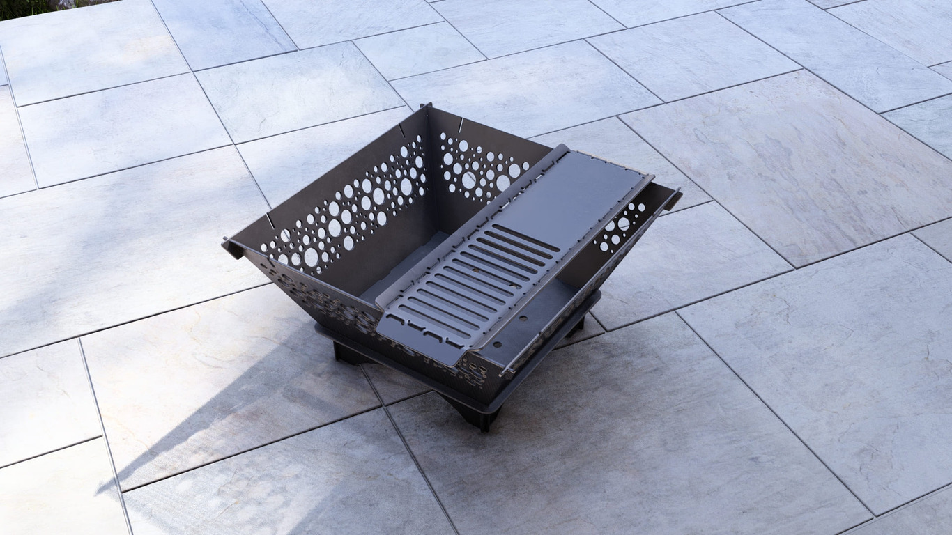 Square Foldable 5-in-1 Fire Pit Grill. DXF, SVG files for plasma, laser cutting. Backyard BBQ. Фото 14