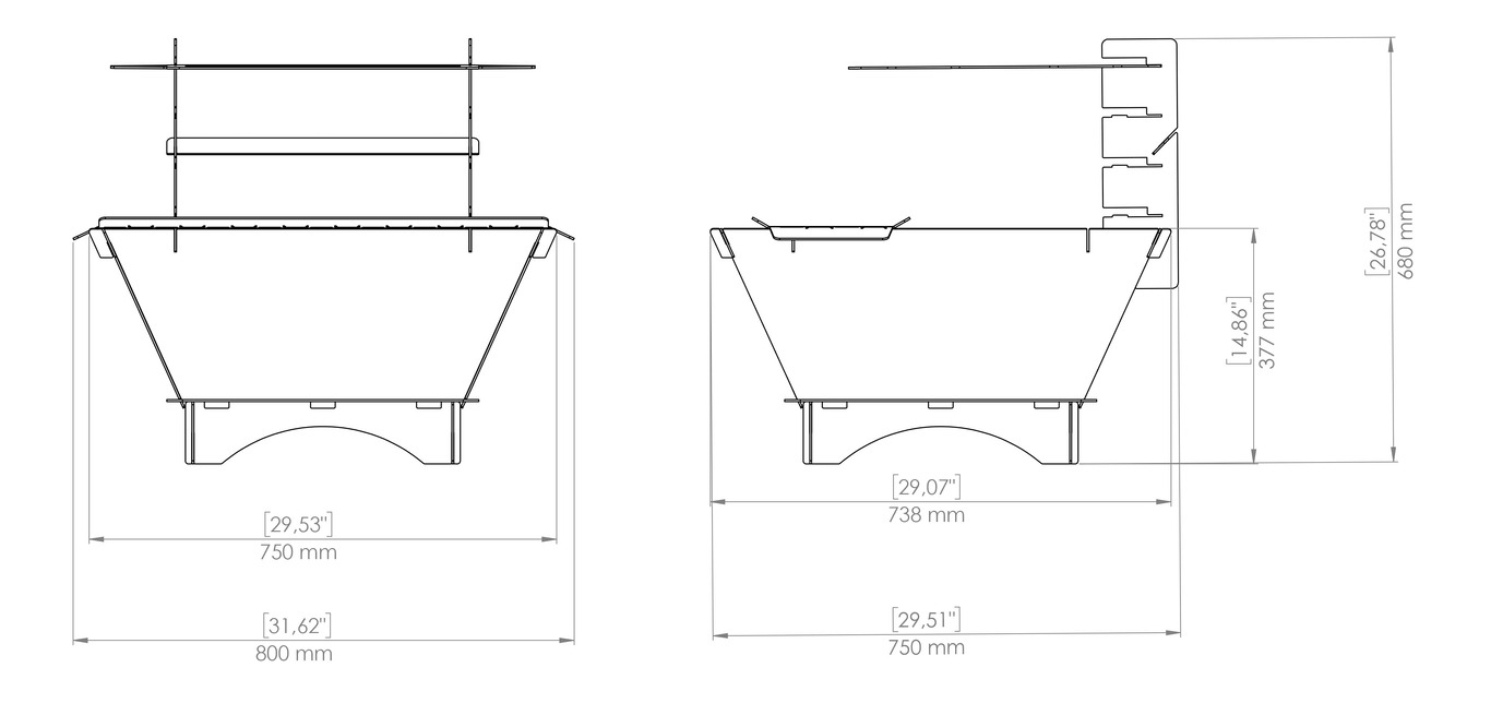 Square Foldable 5-in-1 Fire Pit Grill. DXF, SVG files for plasma, laser cutting. Backyard BBQ. Фото 16