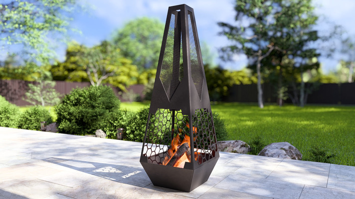 Lareira de Jardim Colmeia. Arquivos DXF e SVG para corte e plasma a laser. Lareira tipo Chaminea