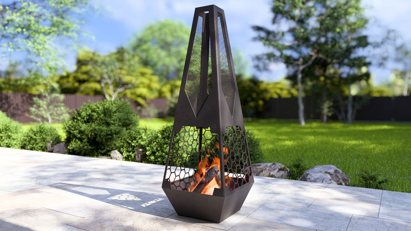 Lareira de Jardim Colmeia. Arquivos DXF e SVG para corte e plasma a laser. Lareira tipo Chaminea