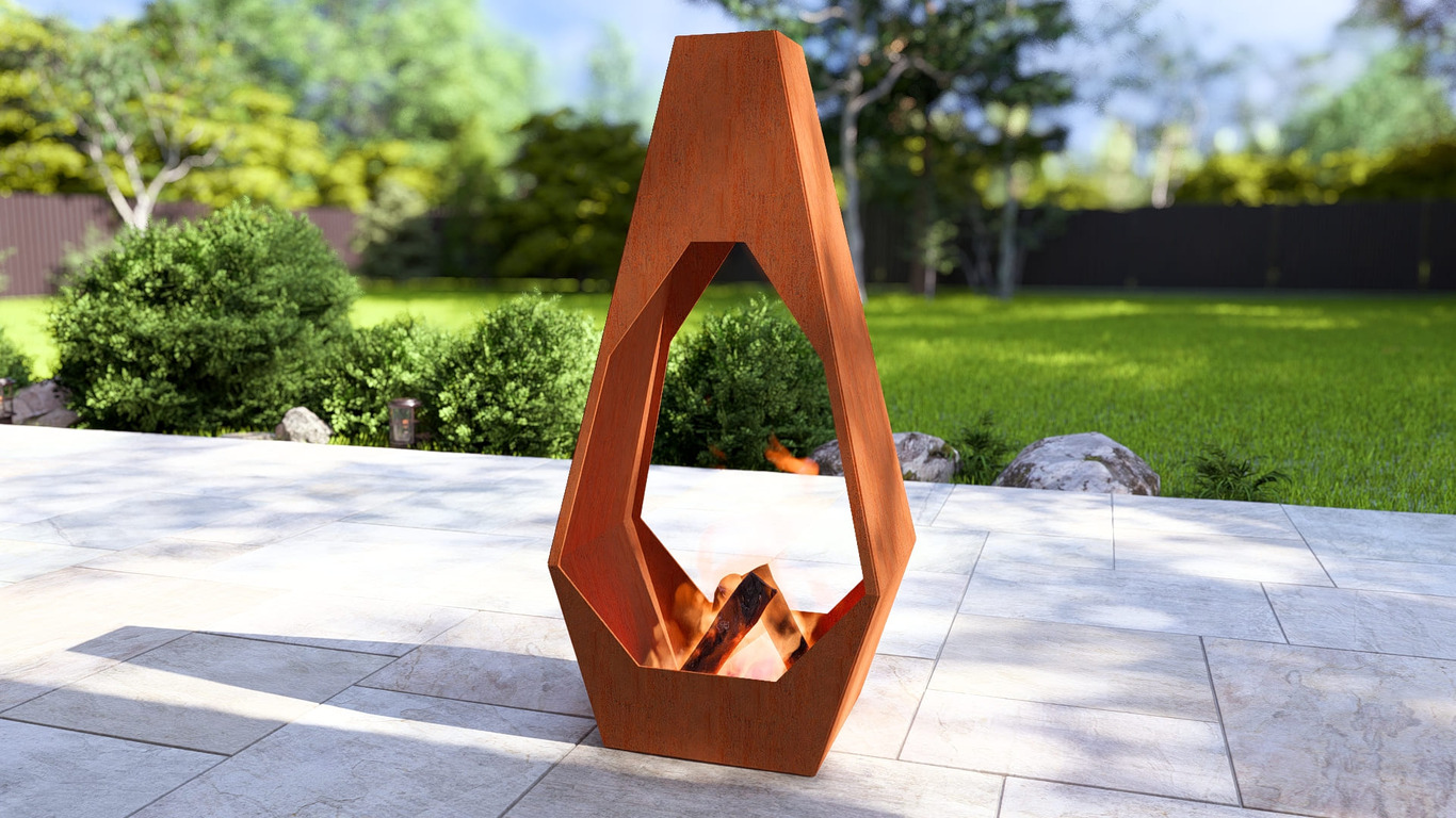 Lareira de Jardim Ignis. Arquivos DXF e SVG para corte e plasma a laser. Lareira tipo Chaminea