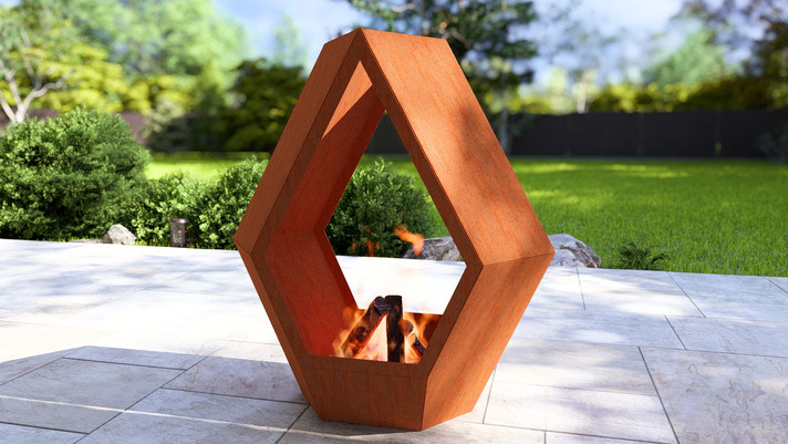 Lareira de Jardim Ónix. Arquivos DXF e SVG para corte e plasma a laser. Lareira tipo Chaminea