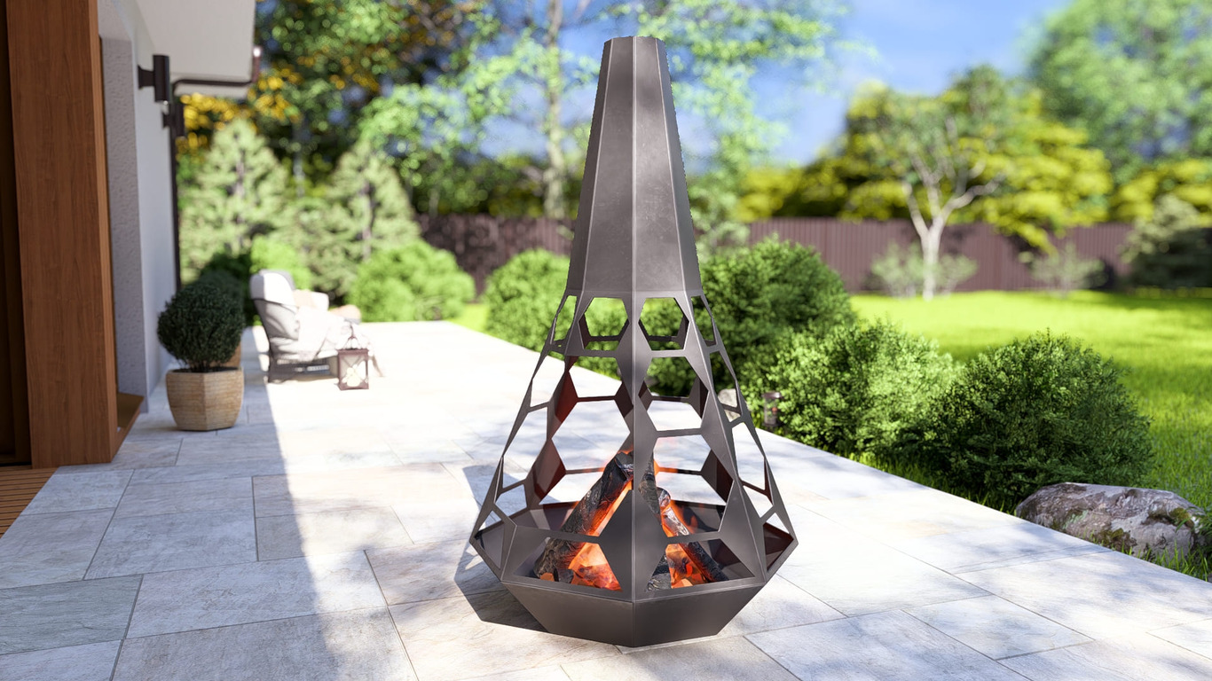 Șemineu de grădină Sahara. Fișiere DXF, SVG pentru tăiere cu plasmă și laser. Chiminea
