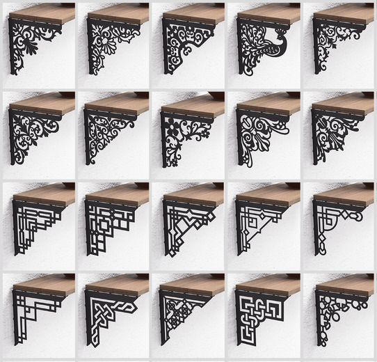20-Piece Shelf Bracket Design Bundle. DXF, SVG files for plasma, laser cutting. Shelving Bracket