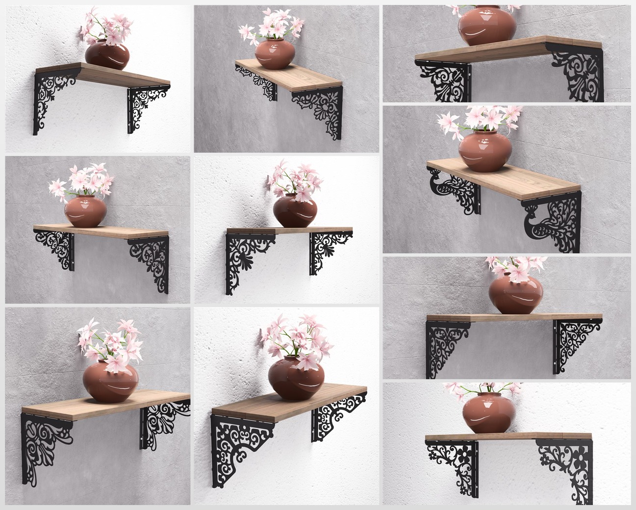 20-Piece Shelf Bracket Design Bundle. DXF, SVG files for plasma, laser cutting. Shelving Bracket. Фото 2