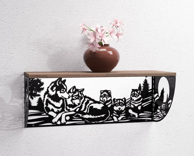 Suporte para prateleira Lobos. Arquivos DXF e SVG para corte e plasma a laser. Apoio para prateleira