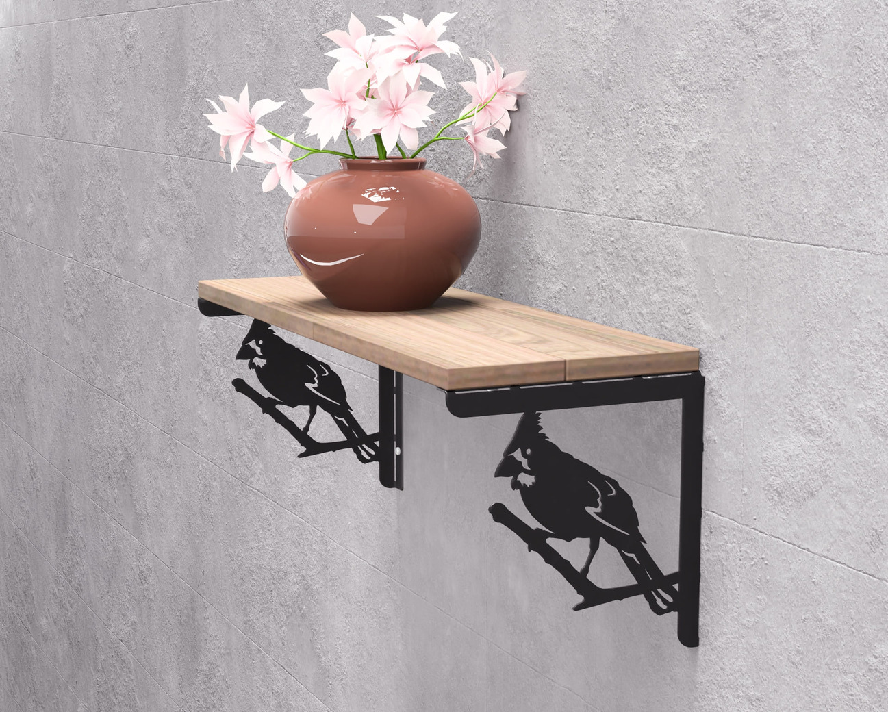 Équerre pour étagère Oiseau Cardinal. Fichiers DXF, SVG pour découpe plasma et laser. Support d'étagère. Фото 3